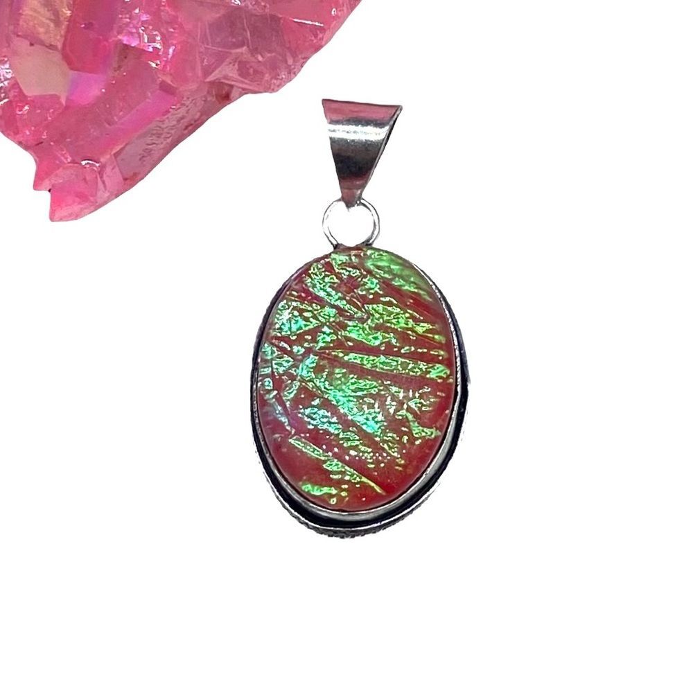 Triplet Opal Necklace Pendant 925 Sterling Silver Overlay Oval